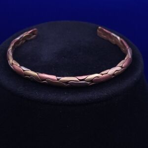 Multi-metal braided cuff bracelet